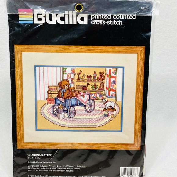 Grandma's Attic Bucilla Printed Counted Cross-Stitch Kit - New - Vintage (1990) - Picture 2 of 6